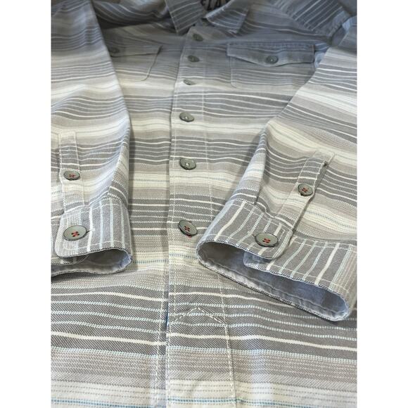 Tommy Bahama Relax Island Modern Fit Striped Men’s Shirt Sz Medium Cream/Brown - Picture 6 of 15